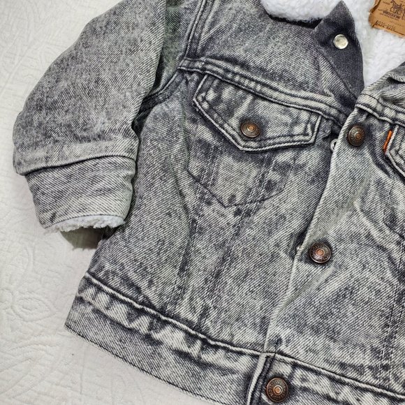 Vintage Levi's Black/Grey Acid Wash Sherpa Jacket 3t - Picture 6 of 11